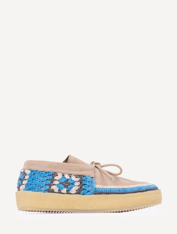 Komo Crochet Moccasin Sand Blue Multi